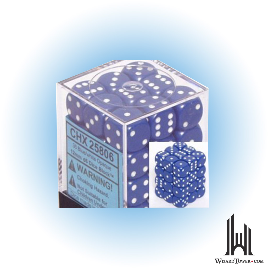 Opaque - 12mm Dice Block - Blue / white